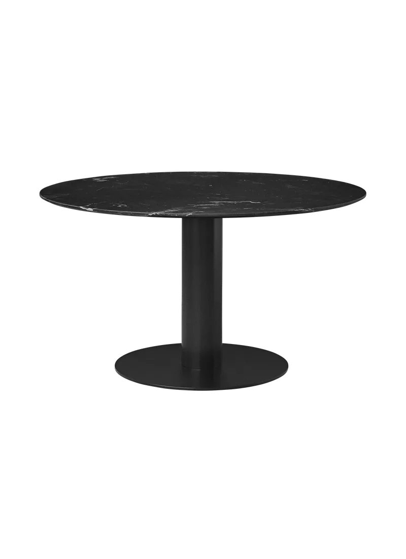 GUBI 2.0 Dining Table, Round by GUBI in Black Marquina Marble, Ø130 cm, Black base – product photo