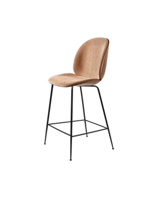 Beetle Counter Chair, 3D Veneer & Front Upholstered by GUBI in American Walnut Semi Matt Lacquered, Matt Black, Belsuede Special FR, Dedar (132, Standard) – product photo 2 of 2