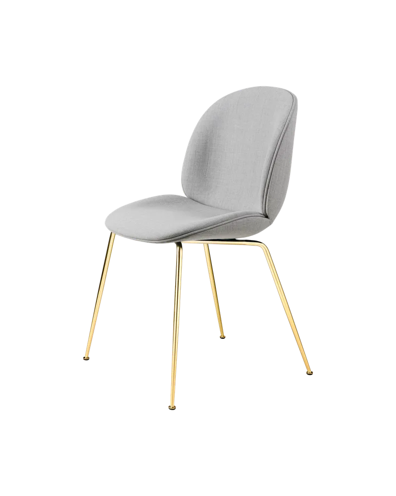 Beetle Dining Chair, Fully Upholstered von GUBI in Remix 3, Kvadrat (123, Standard), Conic base, Brass Semi Matt – Produktfoto 5 von 5