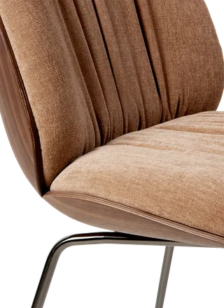 Beetle Soft Dining Chair, Front Upholstered by GUBI in Belsuede Special FR, Dedar (132, Standard), American Walnut Semi Matt Lacquered, Black Chrome – product photo 2 of 7