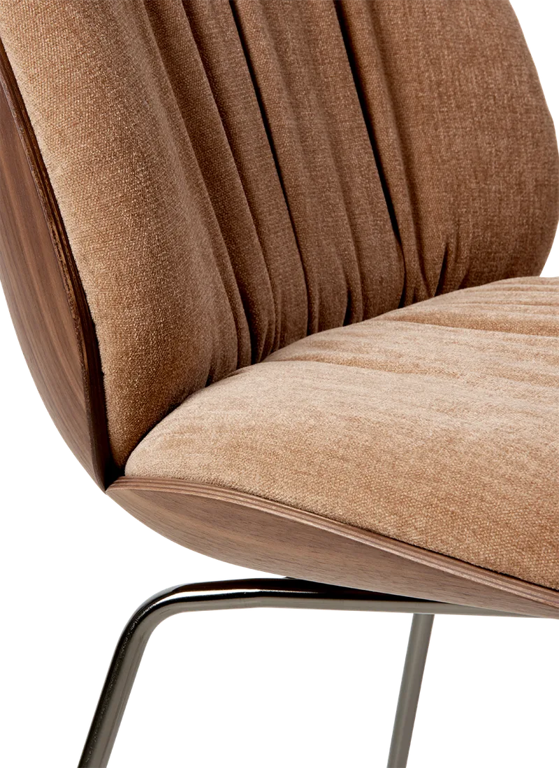Beetle Soft Dining Chair, Front Upholstered by GUBI in Belsuede Special FR, Dedar (132, Standard), American Walnut Semi Matt Lacquered, Black Chrome – product photo 2 of 7