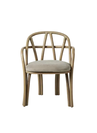 Bistra Dining Armchair van GUBI in Fustagno, GUBI (003, Standard), Olive Stained Rattan – productfoto 5 van 7