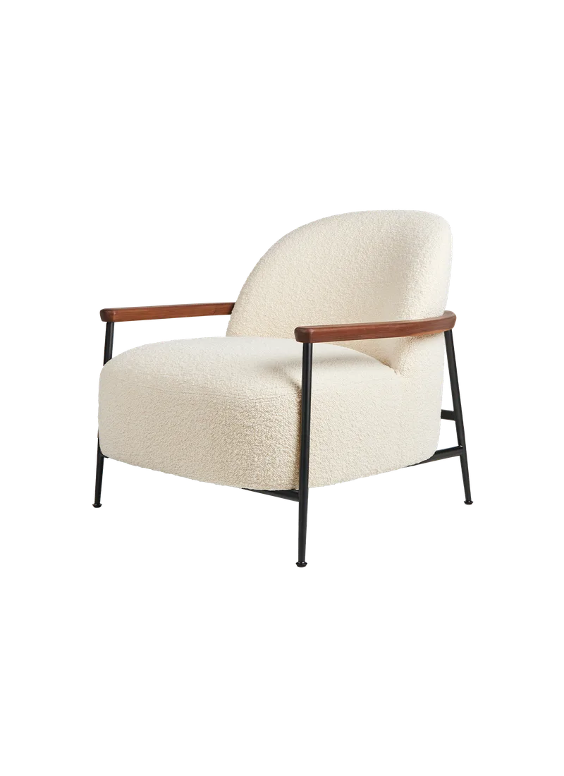 Sejour Lounge Chair, with armrest by GUBI in Karakorum, Dedar (001, Standard), Matt Black – product photo