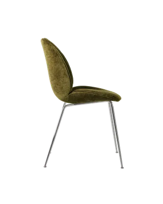 Beetle Dining Chair, Fully Upholstered van GUBI in Mumble, Glamour Group (40, Standard), Conic base, Chrome – productfoto 2 van 5