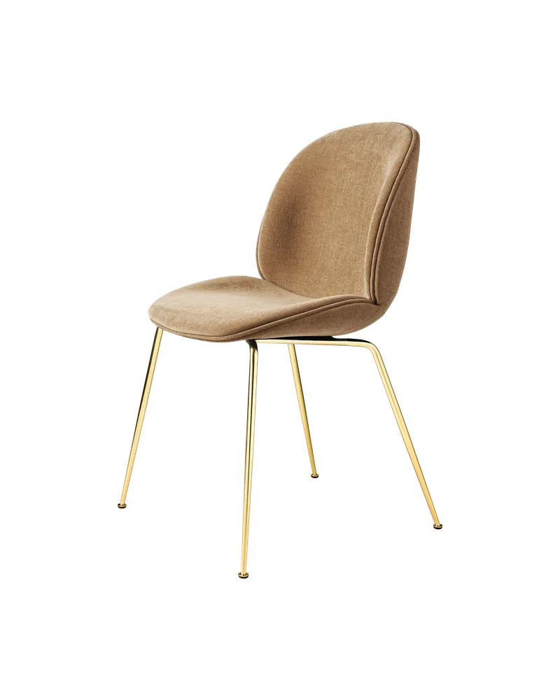 Beetle Dining Chair, Fully Upholstered van GUBI in Belsuede Special FR, Dedar (003, Standard), Conic base, Brass Semi Matt – productfoto 5 van 5