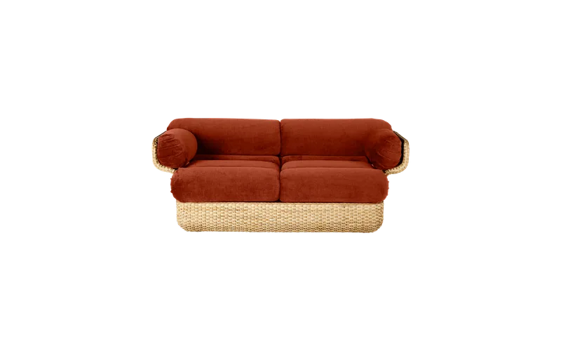 Basket Sofa by GUBI in Belsuede Special FR, Dedar (133, Standard), 2 seater, Rattan – product photo 5 of 8