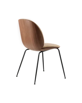 Beetle Dining Chair, 3D Veneer & Front Upholstered by GUBI in Flair Special FR, Dedar (134, Standard), Matt Black, American Walnut Semi Matt Lacquered, EU – product photo 2 of 3