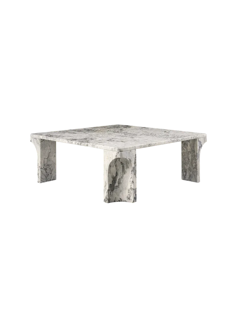 Doric Coffee Tables by GUBI in Stormy Gray Marble, Stormy Gray Marble, 80 × 80 cm – product photo