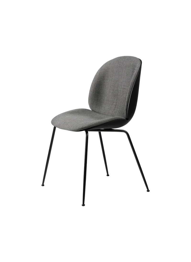 Beetle Dining Chair, Front Upholstered van GUBI in Remix 3, Kvadrat (152, Standard), Matt Black, Black – productfoto 6 van 6