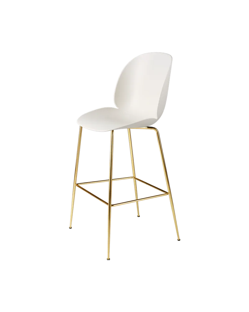 Beetle Bar Chair, Un-Upholstered von GUBI in Alabaster White, Brass Semi Matt, Conic base – Produktfoto 3 von 3