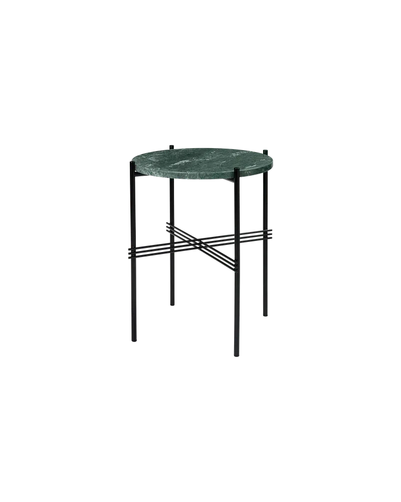 TS Side Table, Round von GUBI in Green Guatemala Marble, Black base – Produktfoto