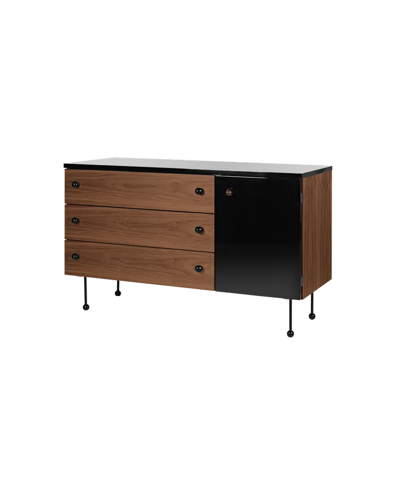 62 Sideboard von GUBI in 3 drawer, Walnut / Black – Produktfoto 5 von 5