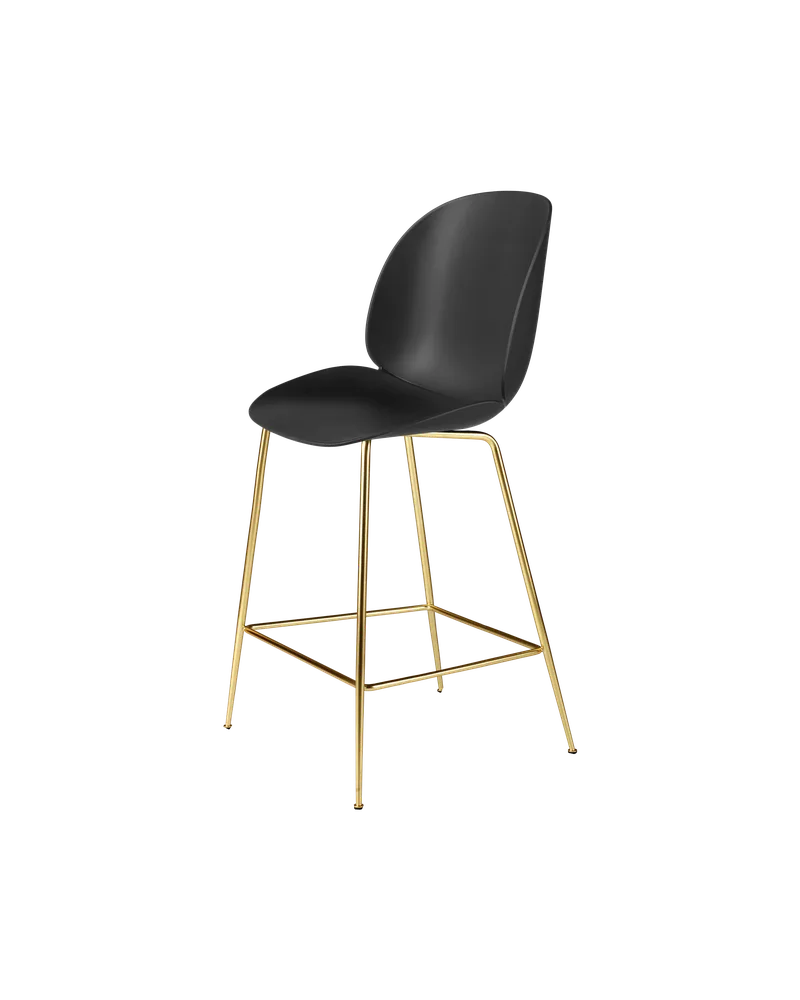 Beetle Counter Chair, Un-Upholstered by GUBI in Black, Brass Semi Matt, Conic base – product photo 3 of 3