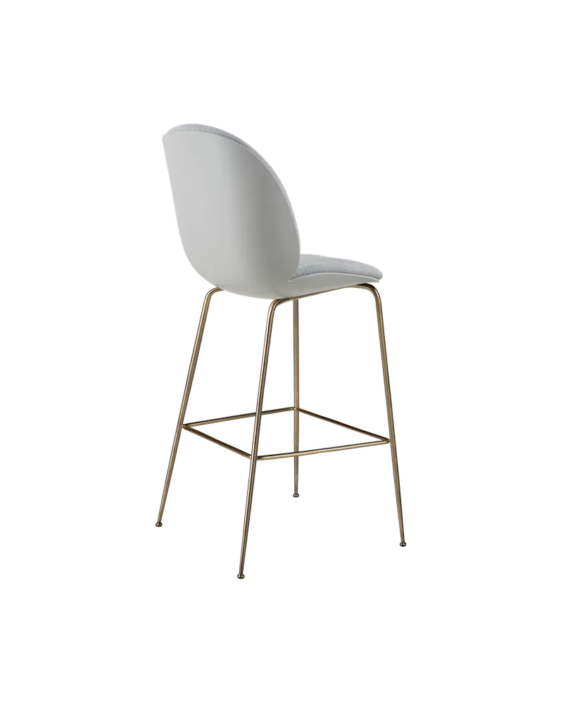 Beetle Bar Chair, 3D Veneer & Front Upholstered by GUBI in Kvadrat Sahco, Acca Stripe 0731, Lunar Gray, Antique Brass – product photo 2 of 4