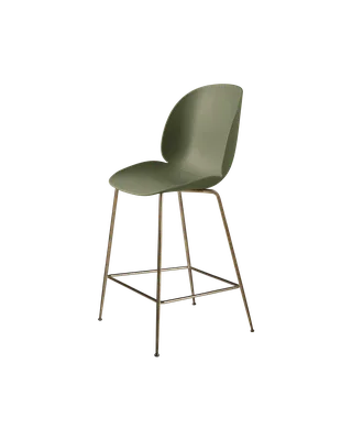 Beetle Counter Chair, Un-Upholstered von GUBI in Fern Green, Antique Brass, Conic base – Produktfoto 3 von 3