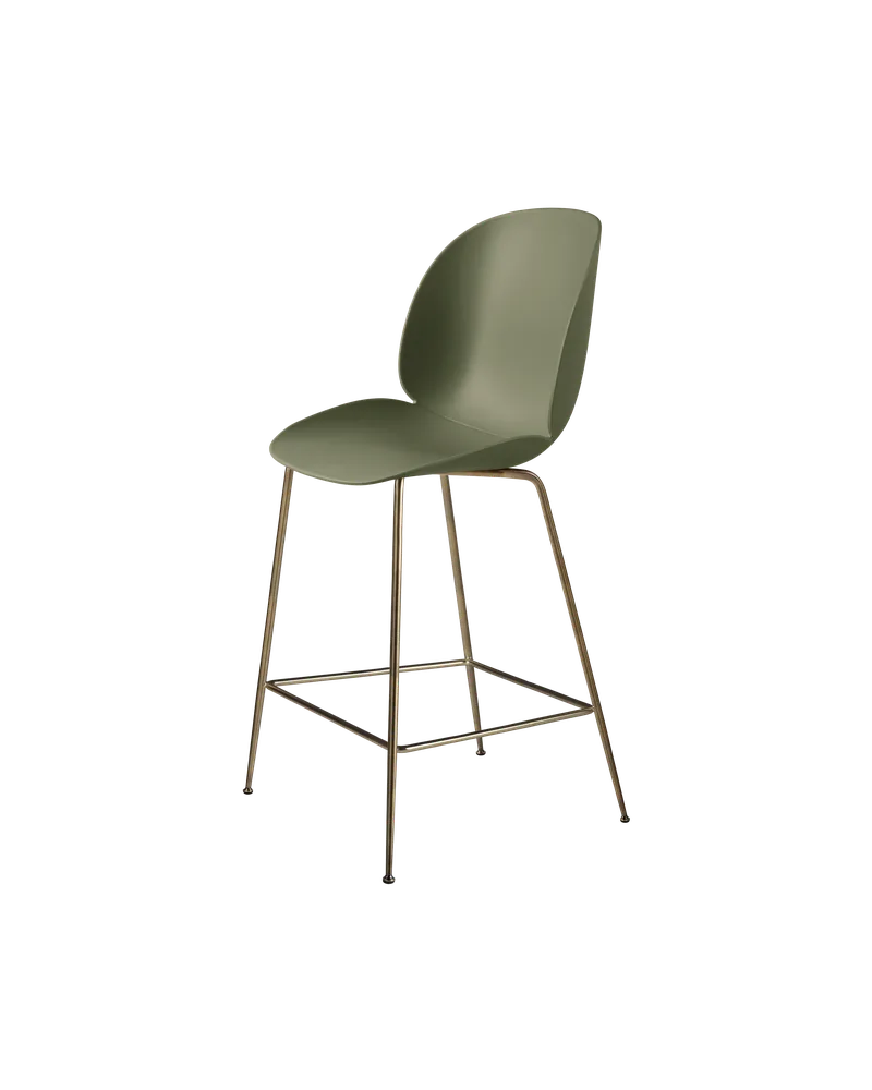 Beetle Counter Chair, Un-Upholstered von GUBI in Fern Green, Antique Brass, Conic base – Produktfoto 3 von 3