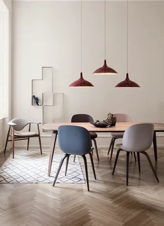 1965 Pendant by GUBI in Chianti Red Semi Matt, Brass, No, EU – interior photo 3 of 4