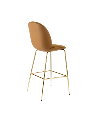 Beetle Bar Chair, 3D Veneer & Front Upholstered by GUBI in Kvadrat Sahco, Acca Stripe 0331, Amber Brown, Brass Semi Matt – product photo 3 of 4