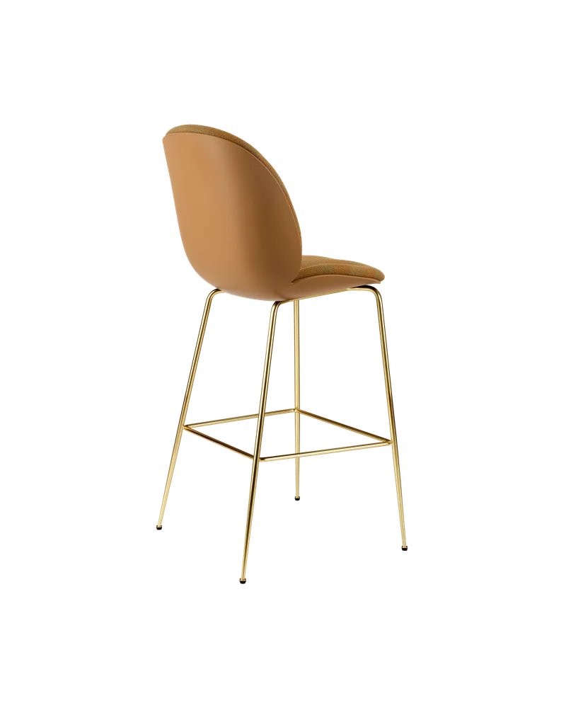 Beetle Bar Chair, 3D Veneer & Front Upholstered by GUBI in Kvadrat Sahco, Acca Stripe 0331, Amber Brown, Brass Semi Matt – product photo 3 of 4