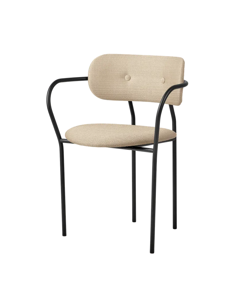 Coco Dining Armchair, Fully Upholstered by GUBI in Tempt, Gabriel (61168, Standard), Matt Black – product photo