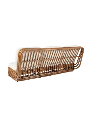 Bohemian 72 Sofa by GUBI in Lupo Special Diagonal Bouclé, Dedar (007, Standard), Rattan, 3 seater – product photo 4 of 6