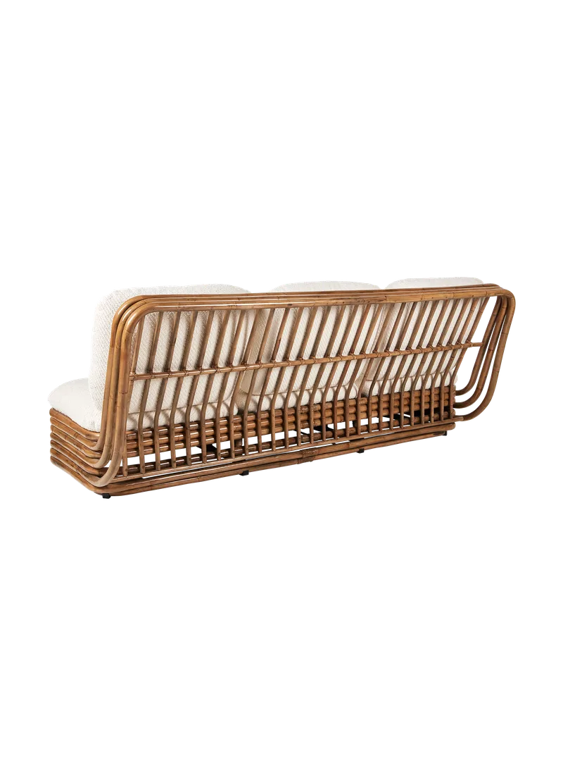 Bohemian 72 Sofa by GUBI in Lupo Special Diagonal Bouclé, Dedar (007, Standard), Rattan, 3 seater – product photo 4 of 6