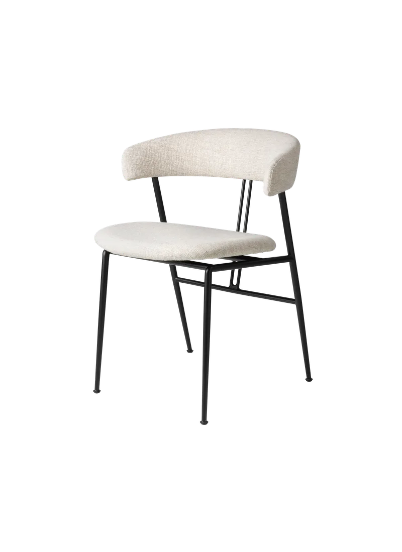 Violin Dining Chair, Fully Upholstered by GUBI in SVEVO DEDAR (002), Black – product photo