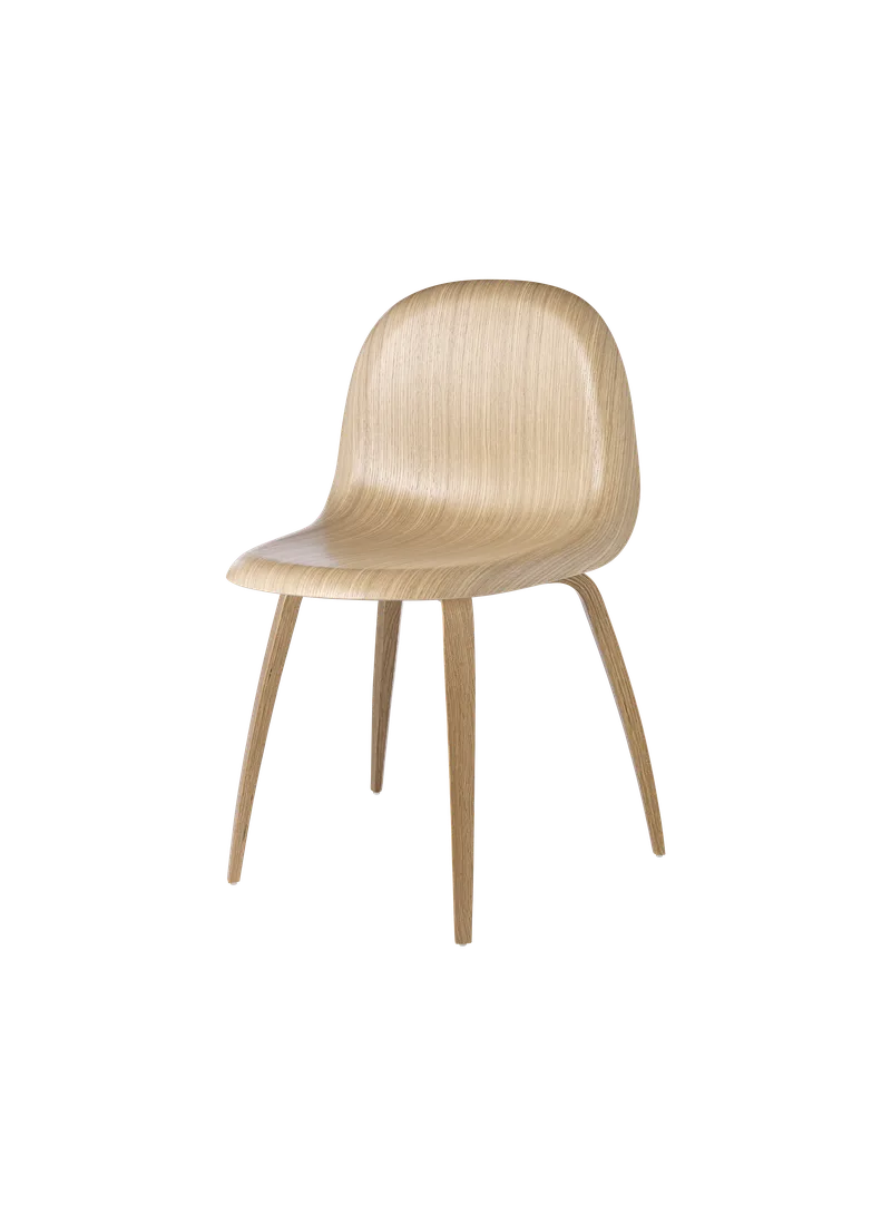GUBI 3D Dining Chair, Un-Upholstered by GUBI in Oak Semi Matt Lacquered, Oak Semi Matt Lacquered Base, Wood base – product photo
