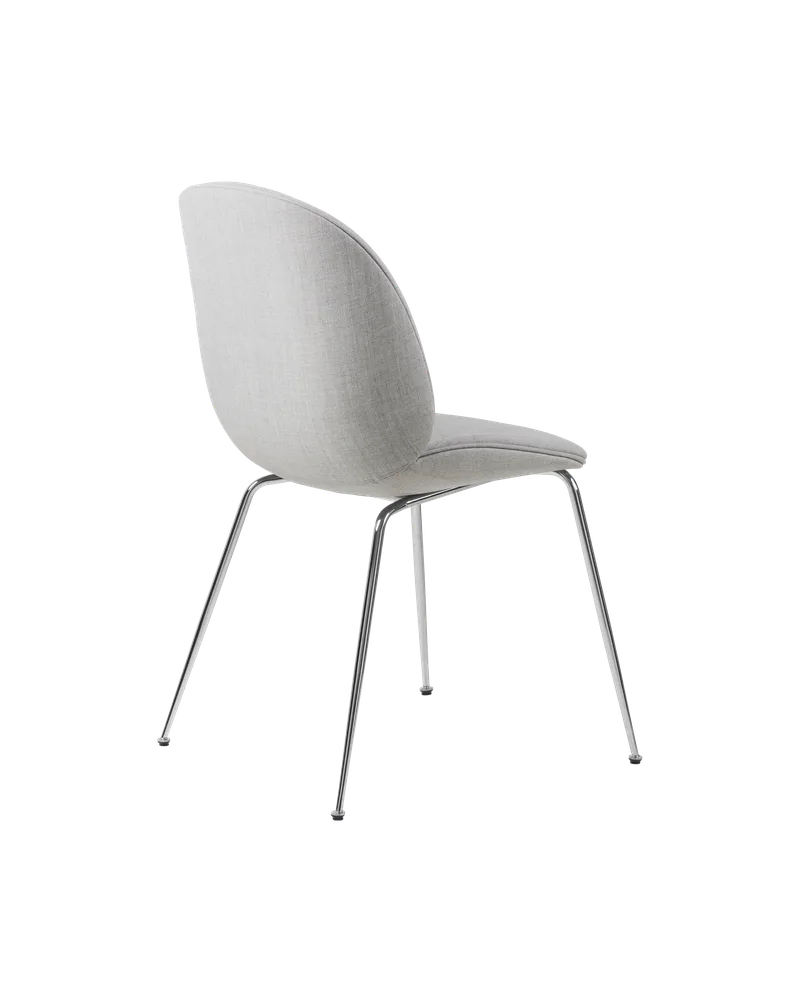 Beetle Dining Chair, Fully Upholstered von GUBI in Remix 3, Kvadrat (123, Standard), Conic base, Chrome – Produktfoto 3 von 5