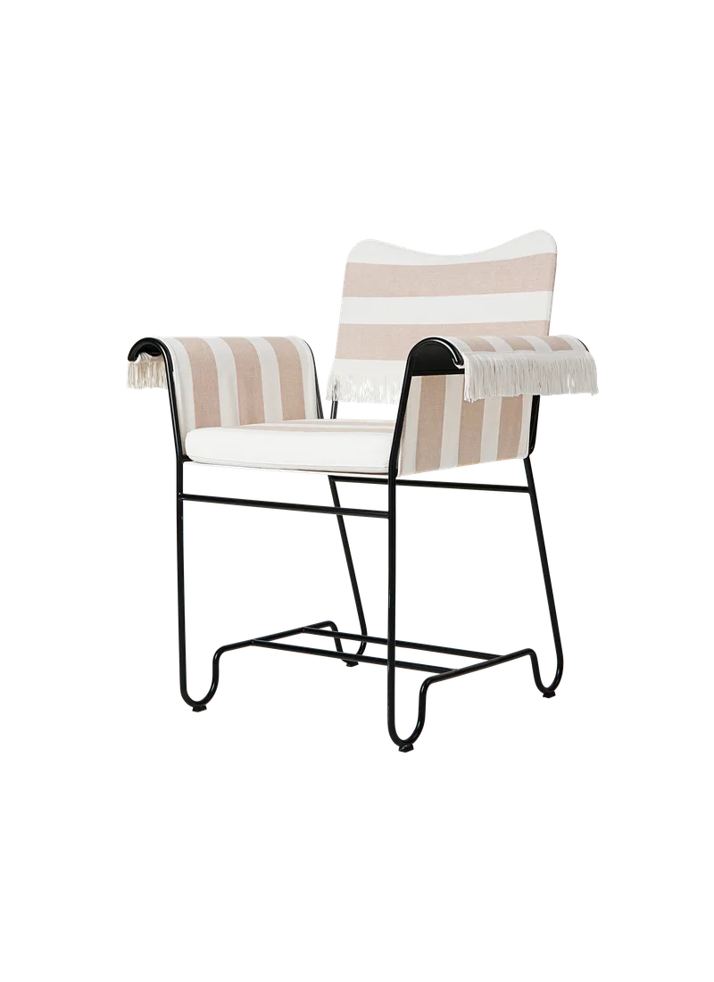 Tropique Dining Chair by GUBI in Leslie Stripe, Limonta (040, Standard), With, Classic Black – product photo