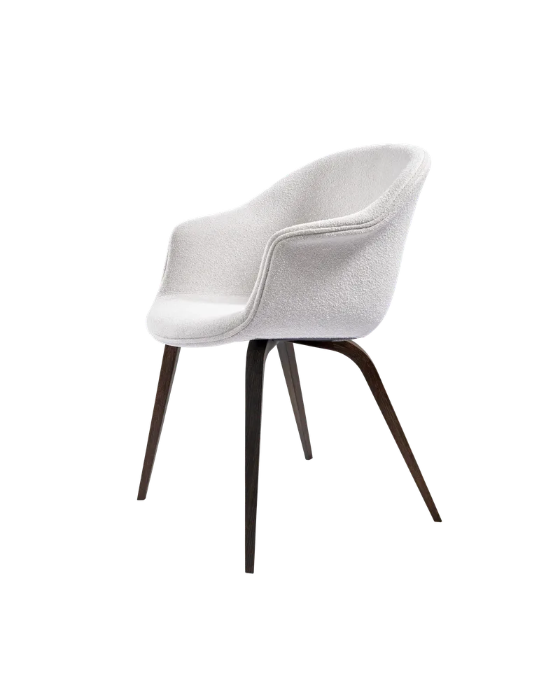 Bat Dining Chair, Fully Upholstered by GUBI in Light Bouclé, GUBI (001, Standard), Wood base, Smoked Oak – product photo 1 of 4