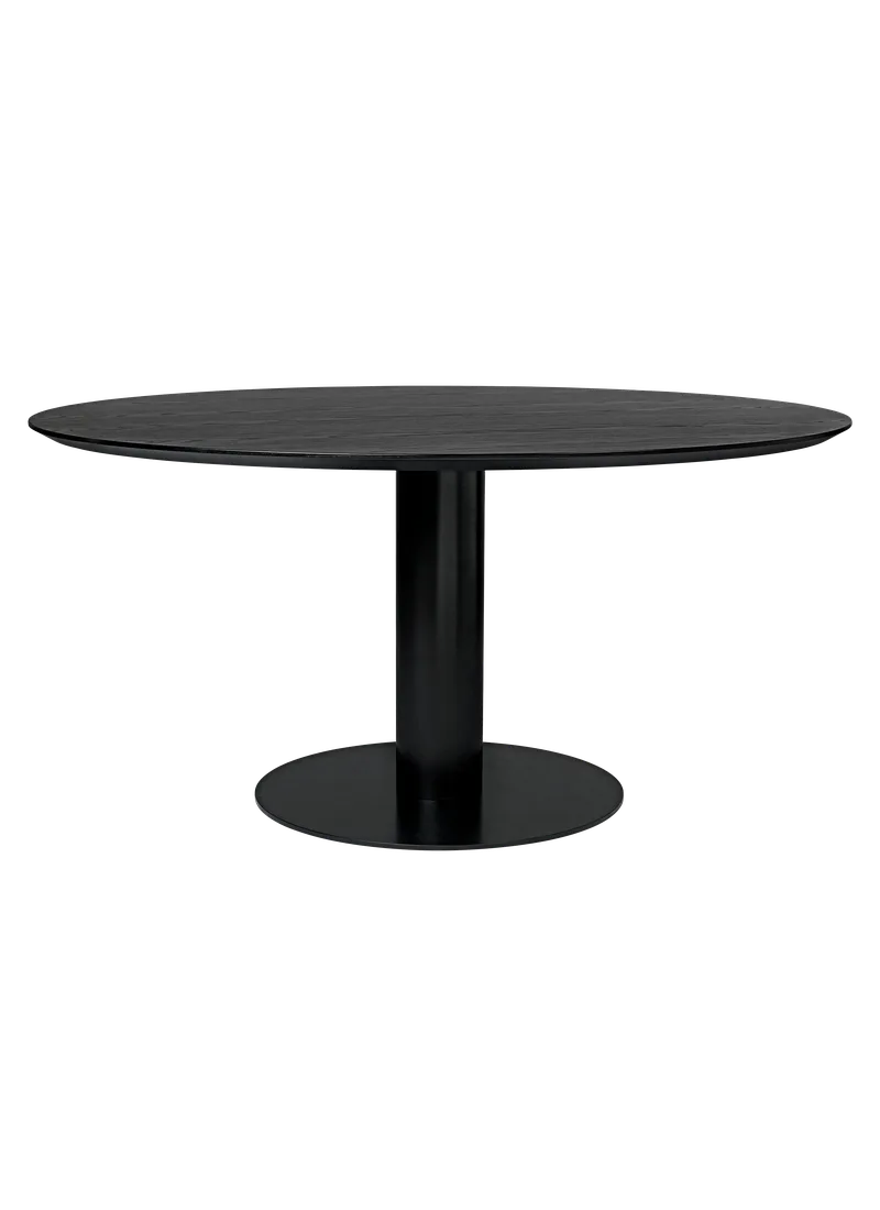 GUBI 2.0 Dining Table, Round von GUBI in Black Stained Ash Semi Matt Lacquered, Ø150 cm, Black base – Produktfoto