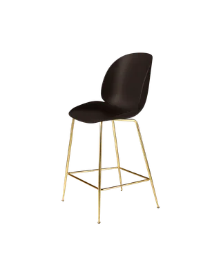 Beetle Counter Chair, Un-Upholstered von GUBI in Mocha Brown, Brass Semi Matt, Conic base – Produktfoto 3 von 3