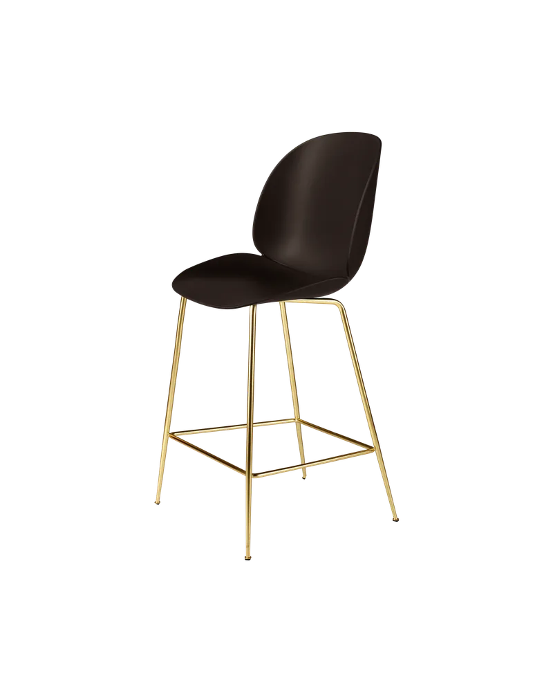 Beetle Counter Chair, Un-Upholstered von GUBI in Mocha Brown, Brass Semi Matt, Conic base – Produktfoto 3 von 3