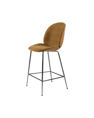 Beetle Counter Chair, 3D Veneer & Front Upholstered by GUBI in Amber Brown, Black Chrome, Kvadrat Sahco, Acca Stripe 0331 – product photo 4 of 4