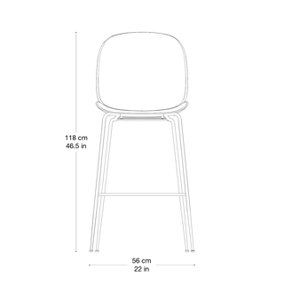 Beetle Bar Chair, Un-Upholstered van GUBI in Black, Antique Brass, Conic base – productfoto 1 van 3