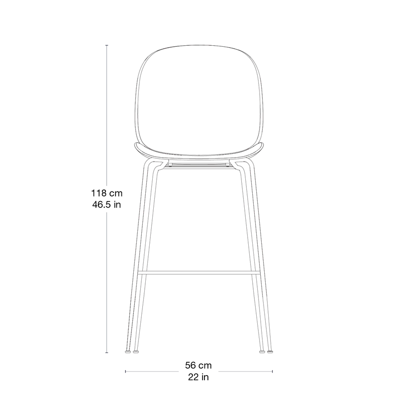 Beetle Bar Chair, Un-Upholstered van GUBI in Black, Antique Brass, Conic base – productfoto 1 van 3