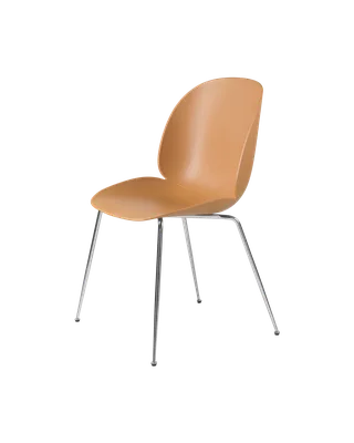 Beetle Dining Chair, Un-Upholstered by GUBI in Amber Brown, Conic base, Chrome – product photo 3 of 3