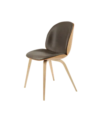 Beetle Dining Chair, 3D Veneer & Front Upholstered by GUBI in Soft Leather, GUBI (Gray, Standard), Oak Semi Matt Lacquered, Oak Semi Matt Lacquered, EU – product photo 3 of 3
