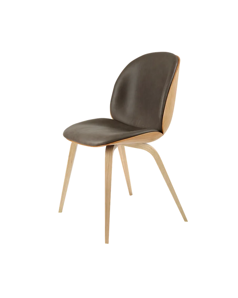 Beetle Dining Chair, 3D Veneer & Front Upholstered by GUBI in Soft Leather, GUBI (Gray, Standard), Oak Semi Matt Lacquered, Oak Semi Matt Lacquered, EU – product photo 3 of 3