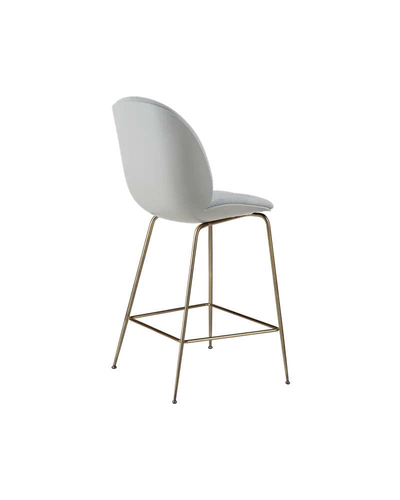 Beetle Counter Chair, 3D Veneer & Front Upholstered von GUBI in Lunar Gray, Antique Brass, Kvadrat Sahco, Acca Stripe 0731 – Produktfoto 2 von 4