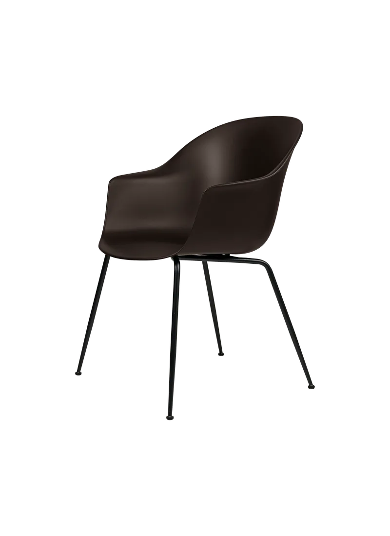 Bat Dining Chair, Un-Upholstered by GUBI in Mocha Brown, Matt Black, Conic base – product photo 3 of 3
