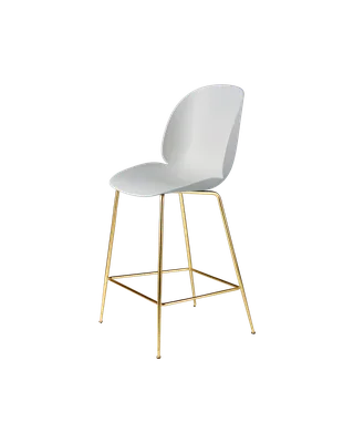 Beetle Counter Chair, Un-Upholstered by GUBI in Lunar Gray, Brass Semi Matt, Conic base – product photo 3 of 3
