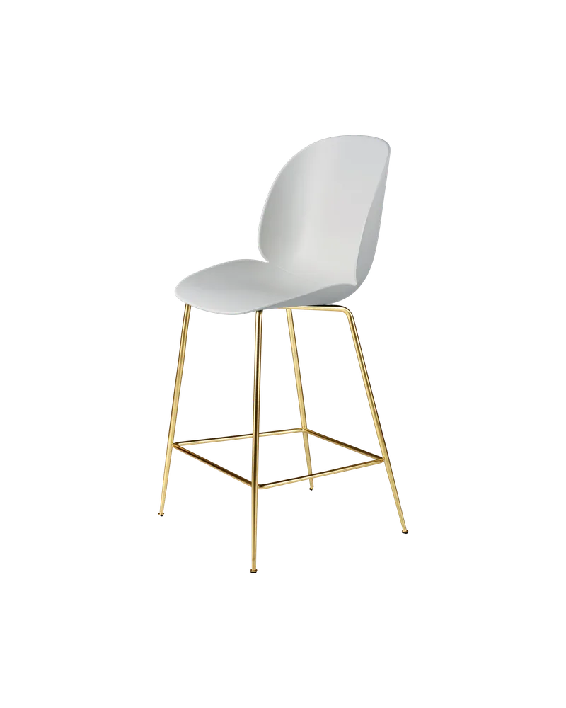 Beetle Counter Chair, Un-Upholstered by GUBI in Lunar Gray, Brass Semi Matt, Conic base – product photo 3 of 3
