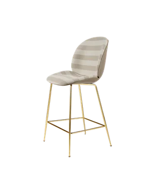 Beetle Counter Chair, 3D Veneer & Front Upholstered by GUBI in New Beige, Brass Semi Matt, Kvadrat Sahco, Acca Stripe 0131 – product photo 4 of 4