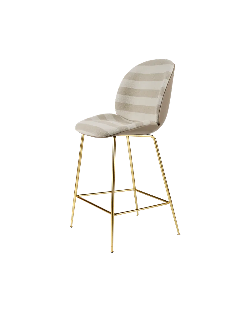 Beetle Counter Chair, 3D Veneer & Front Upholstered by GUBI in New Beige, Brass Semi Matt, Kvadrat Sahco, Acca Stripe 0131 – product photo 4 of 4