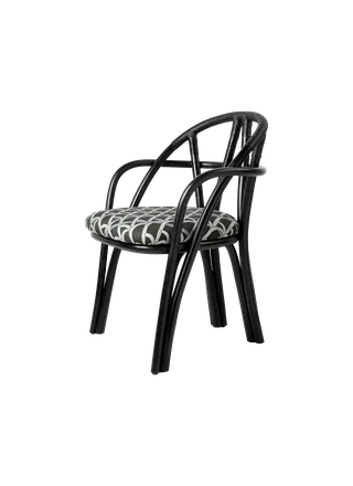 Bistra Dining Armchair by GUBI in Reales Pattern, GUBI (003, Standard), Ebony Painted Rattan – product photo 7 of 7