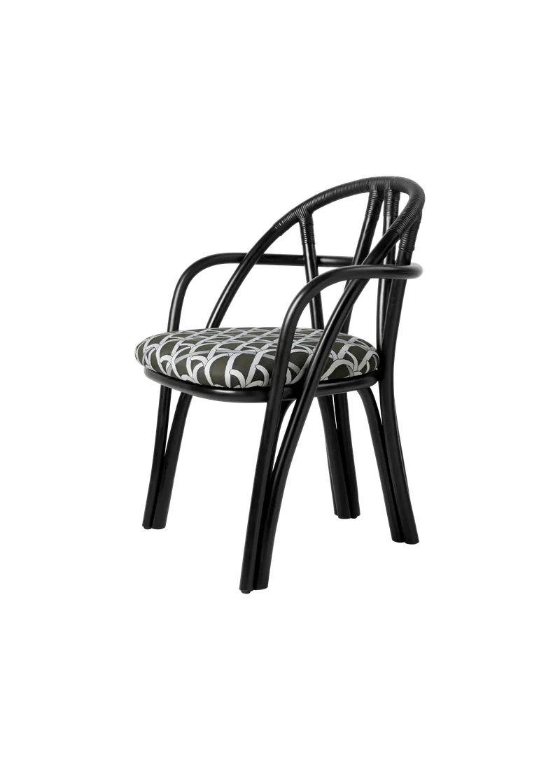 Bistra Dining Armchair by GUBI in Reales Pattern, GUBI (003, Standard), Ebony Painted Rattan – product photo 7 of 7
