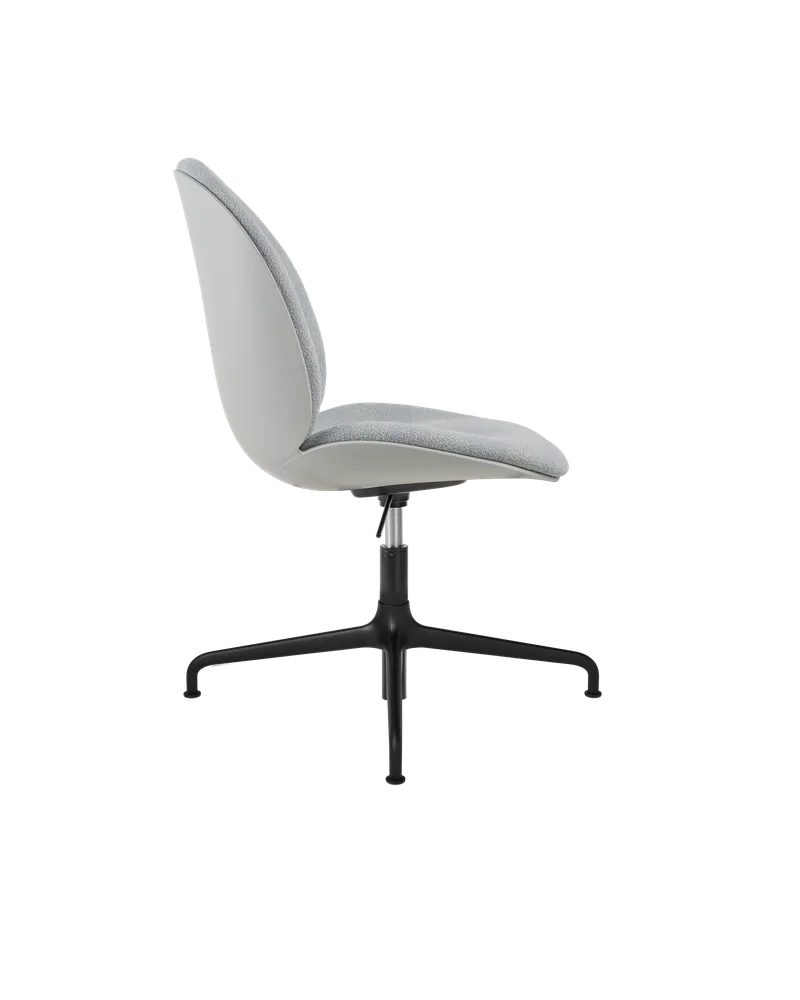 Beetle Meeting Chair, 3D Veneer & Front Upholstered by GUBI in Kvadrat Sahco, Acca Stripe 0731, Lunar Gray, Height adjustable 4-star base, Matt Black – product photo 1 of 5