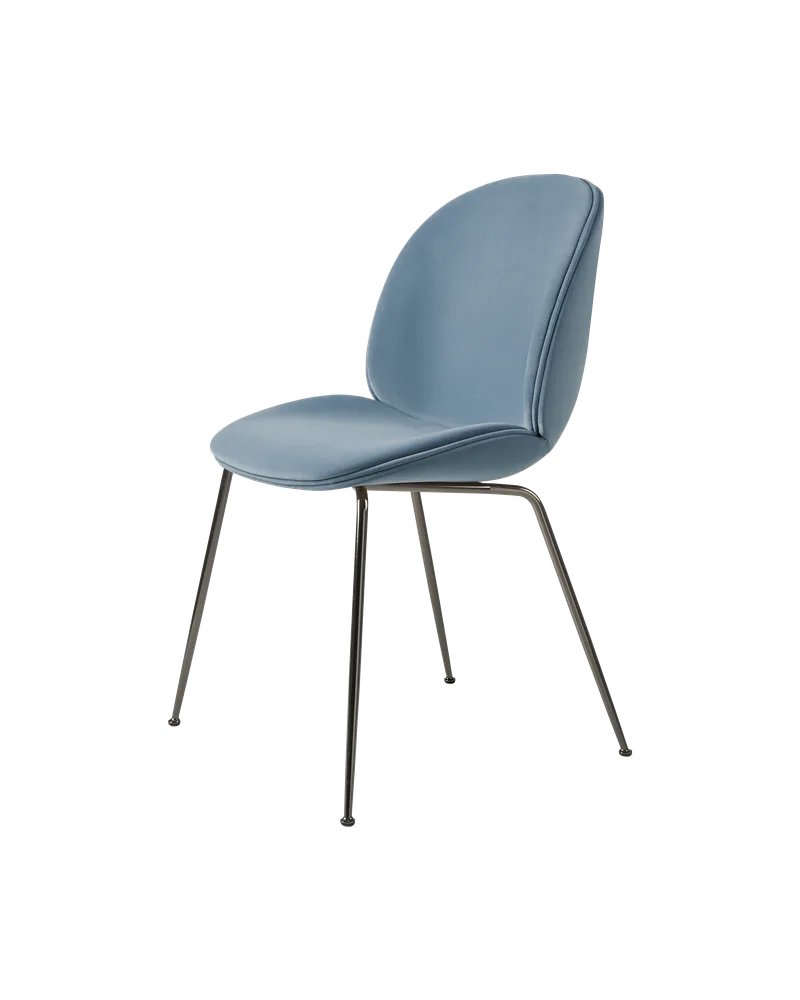 Beetle Dining Chair, Fully Upholstered von GUBI in Sunday, Dedar (002, Standard), Conic base, Black Chrome – Produktfoto 5 von 5